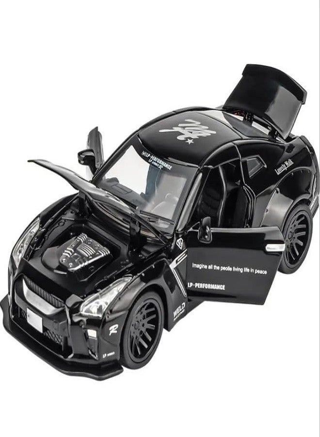 KING FORU Scale Exclusive Alloy Metal Pull Back Die-cast Car Model with Sound Light Mini Auto Toy for Kids Metal Model Toy Car with Sound and Light (1:32 Scale NISS-an GTR R35) - Image 2